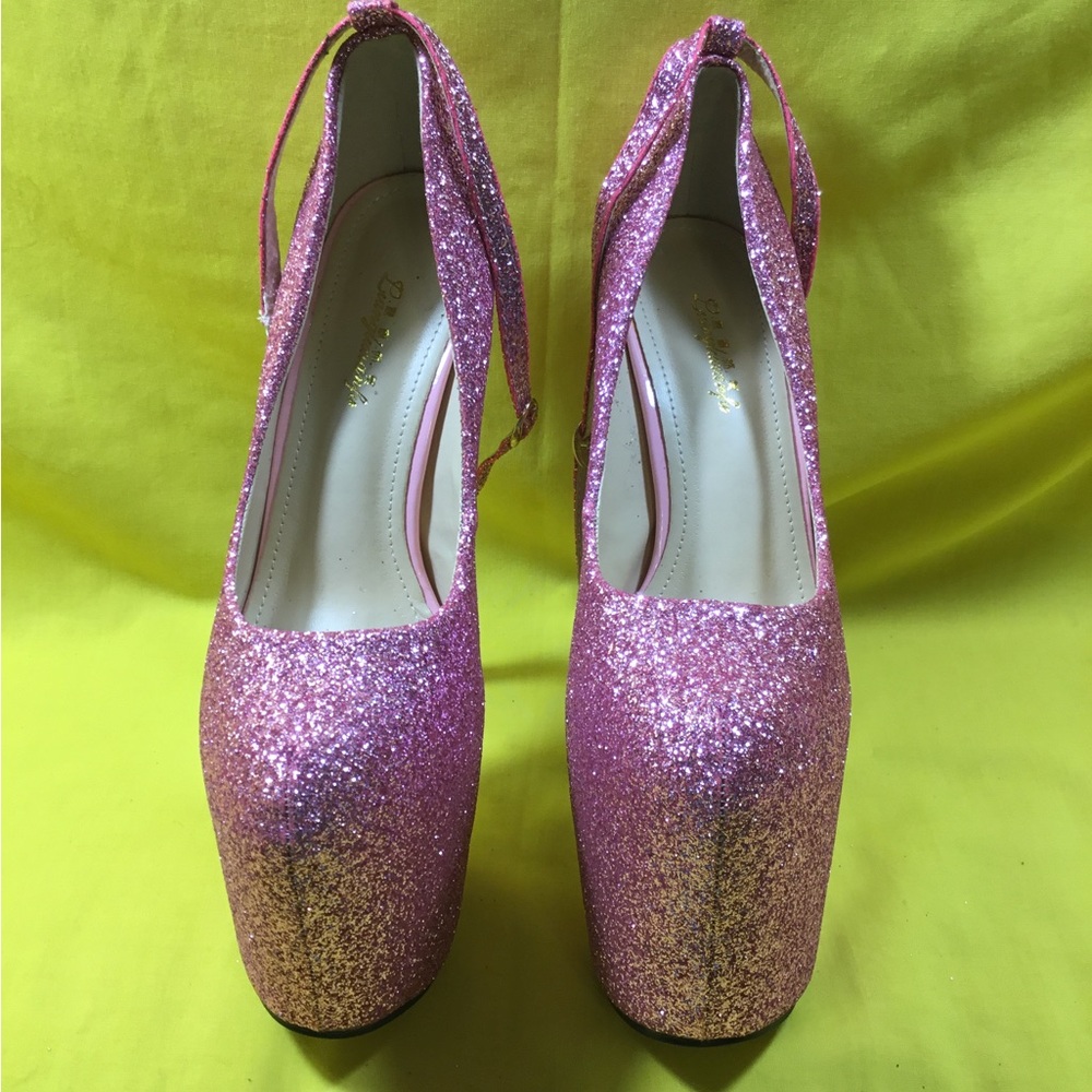 Lianglixianfu Sparkly Pink Platform Heels Size 38 US SZ 7